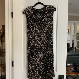 Lauren Ralph Lauren sleeveless side ruched animal print dress size 10